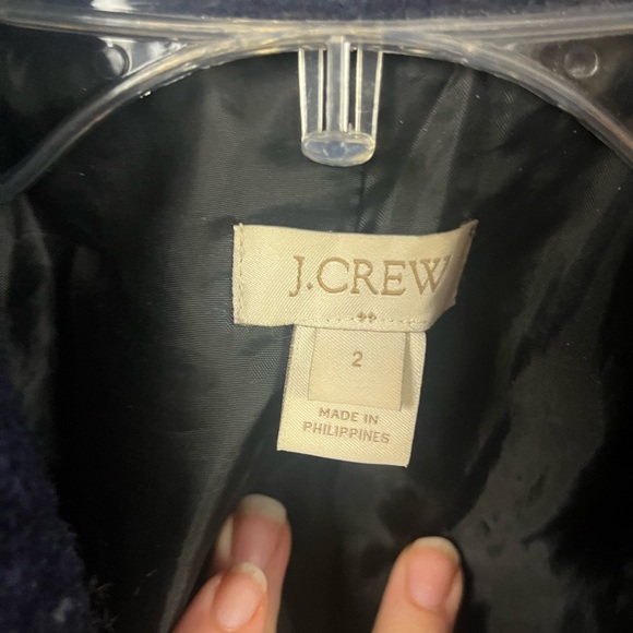 J. Crew Women’s Boucle Wool Blend Navy Hidden Placket Pea Coat- Size 2‎ - Picture 3 of 7